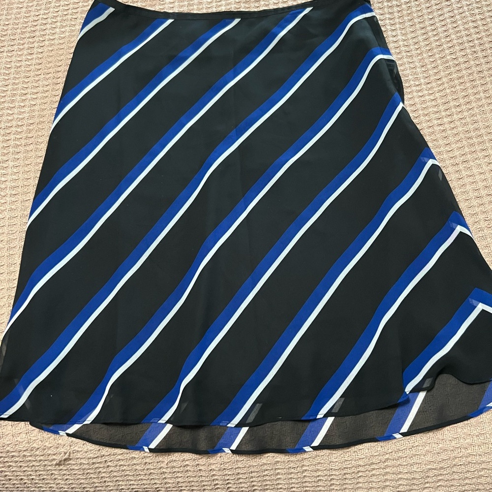 Elegant Black and Blue Striped Skirt